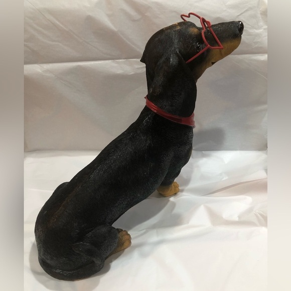 The most adorable red heart shaped glasses wearing dachshund dog puppy decor new - Picture 5 of 16
